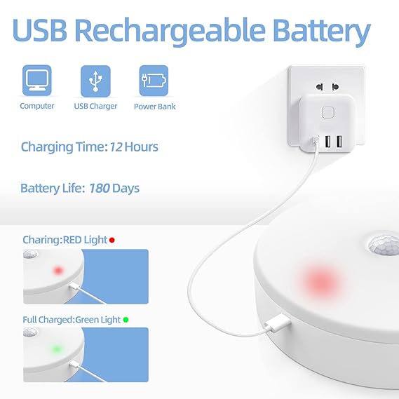 USB Rechargeable Motion Sensor Stick LED Night Light – (Pack of 2)