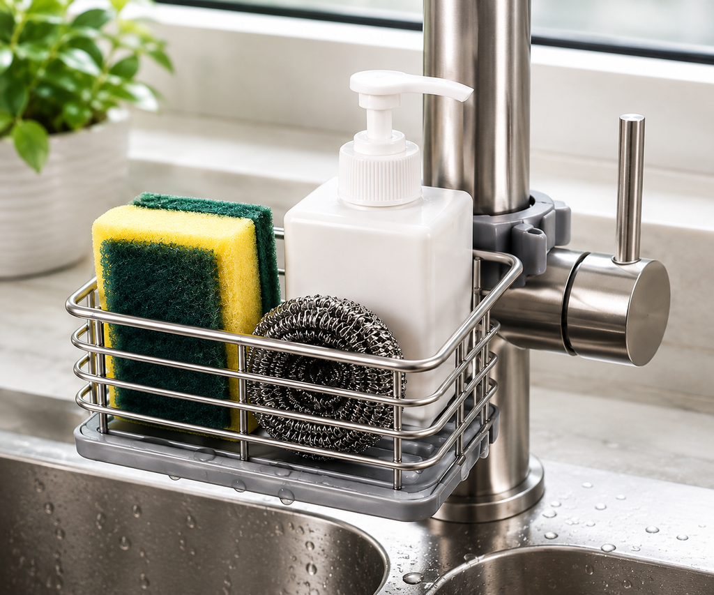 Stainless Steel Faucet Sponge Holder Storage Rack